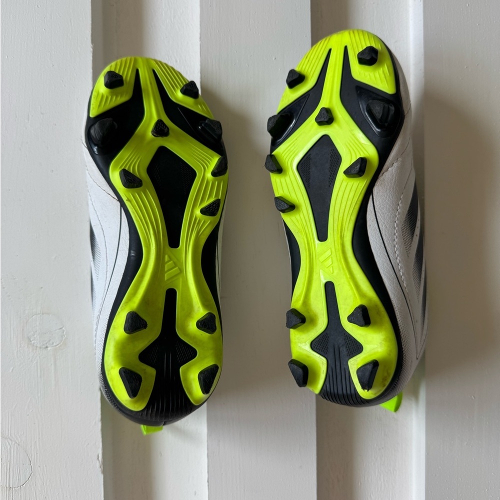 Adidas Kids Soccer Cleets - White, Black, Neon Green Accents - Picture 4 of 4